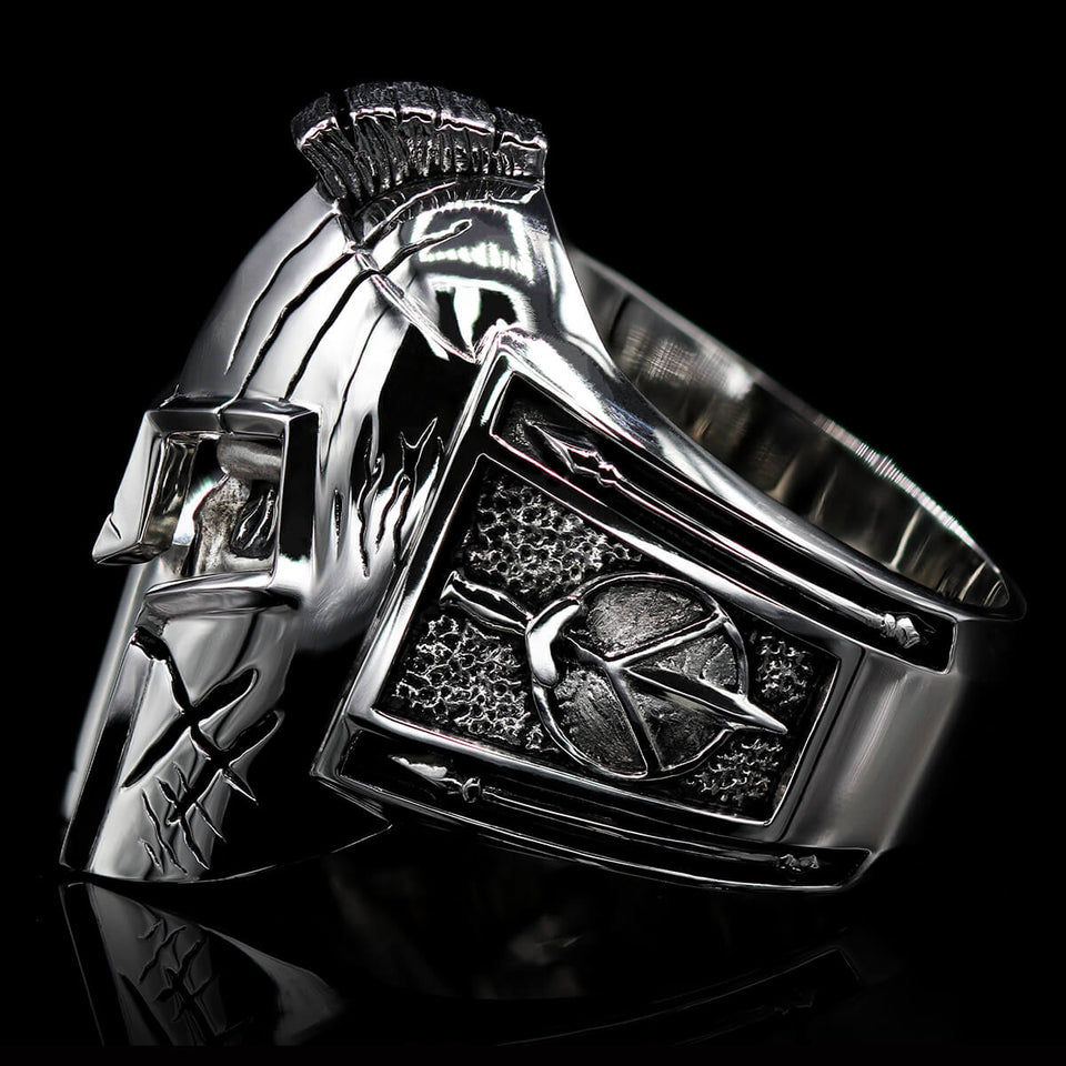 SPARTAN WARRIOR Skull Men's Ring in Sterling Silver by Ecks