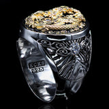 LEGENDARY DRAGON RING 14k Gold and Sterling Silver Mens Ring by Ecks - Side View 1