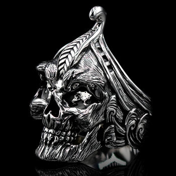 VIKING WARRIOR Skull Mens Ring in Sterling Silver by Ecks