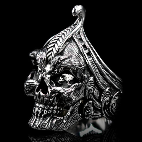 VIKING WARRIOR Skull Ring for Men in Sterling Silver by Ecks