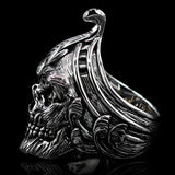 VIKING WARRIOR Skull Mens Ring in Sterling Silver by Ecks - Side View