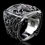 THE DRAGON Mythical Eastern Dragon Sterling Silver Mens Ring by Ecks - Side View 1