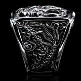 THE DRAGON Mythical Eastern Dragon Sterling Silver Mens Ring by Ecks - Side View 3
