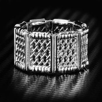 Ecks OCTAGONAL CAGE MATCH Sterling Silver Mens Ring