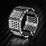 Ecks OCTAGONAL CAGE MATCH Sterling Silver Mens Ring - Side View