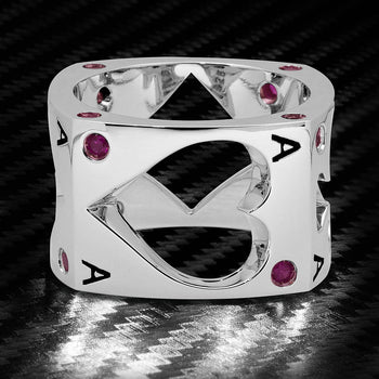 Ecks OPEN SIDED FOUR ACES Sterling Silver Mens Ring