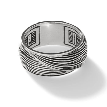 John Hardy Mens Twisted Bamboo Band Ring in Sterling Silver