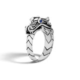 John Hardy Mens Legends Naga Dragon Sterling Silver Ring with Blue Sapphires