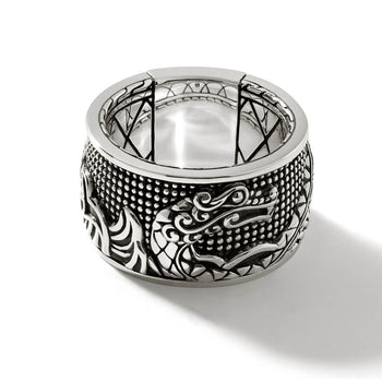 John Hardy Mens Legends Naga Dragon Band Ring in Sterling Silver