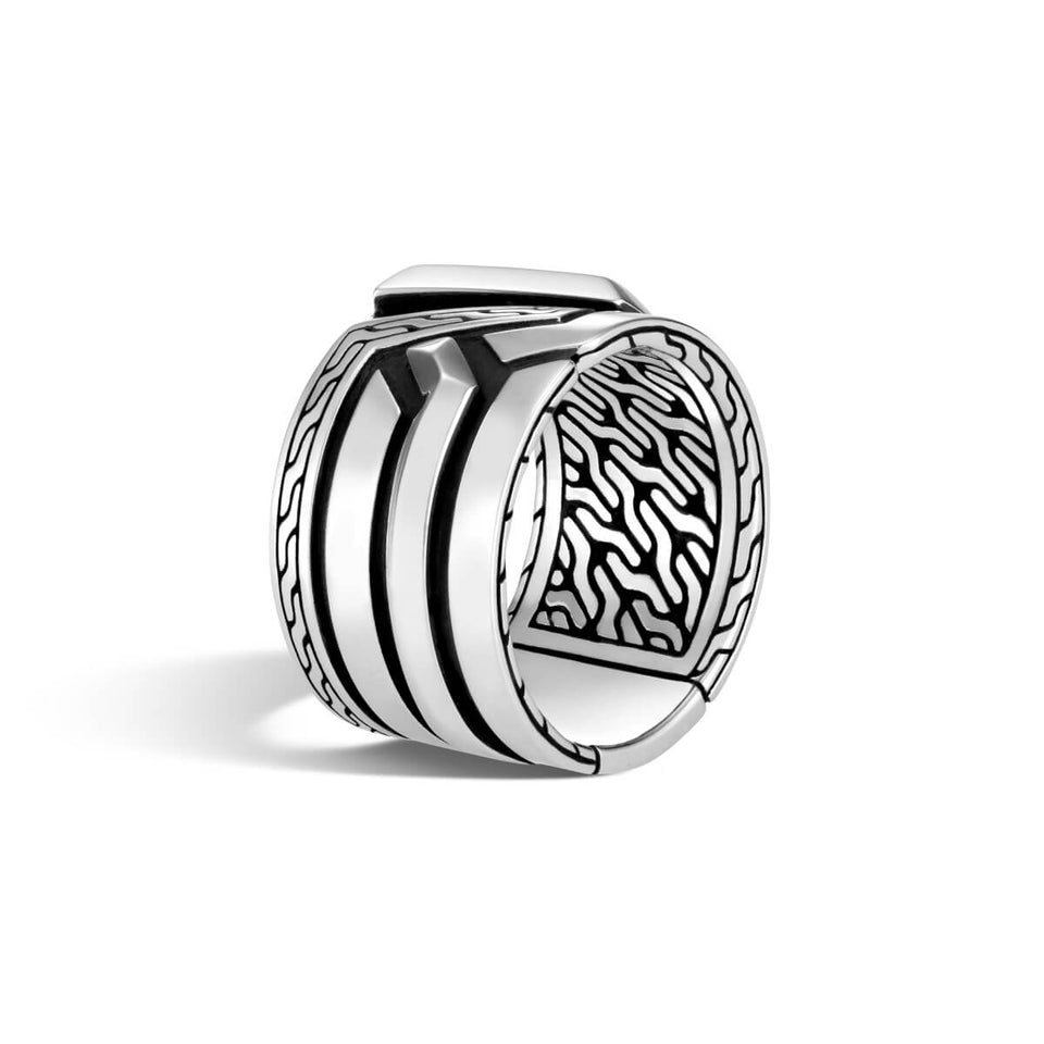 John Hardy Men's Classic Chain Wide Band Ring in Sterling Silver