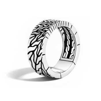 John Hardy Mens Radial Design Sun Rays Silver Band Ring 9mm Width