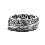 John Hardy Mens Volcanic Textured Band Ring in Sterling Silver Front View