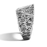 John Hardy Mens Tiga Signet Ring in Volcanic Textured Sterling Silver - Side View