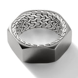 John Hardy Mens Industrial Hex Bolt Black Rhodium Band Ring