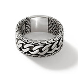 John Hardy Mens Curb Link Classic Band Ring in Sterling Silver