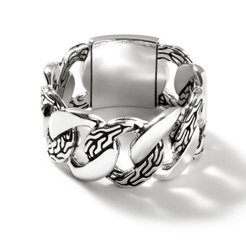 John Hardy Mens Classic Curb Link Band Ring in Sterling Silver