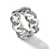 John Hardy Mens Classic Curb Link Band Ring in Sterling Silver - Side View