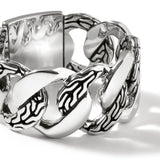 John Hardy Mens Classic Curb Link Band Ring in Sterling Silver - Close-up