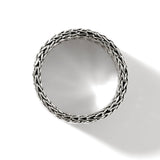 John Hardy Mens Rata Link 12mm Wide Band Ring in Sterling Silver - Top View