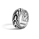 John Hardy Mens Asli Link Design Silver Band Ring 10mm - Classic Chain Collection