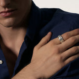John Hardy Mens Asli Link Design Silver Band Ring 10mm - Classic Chain Collection