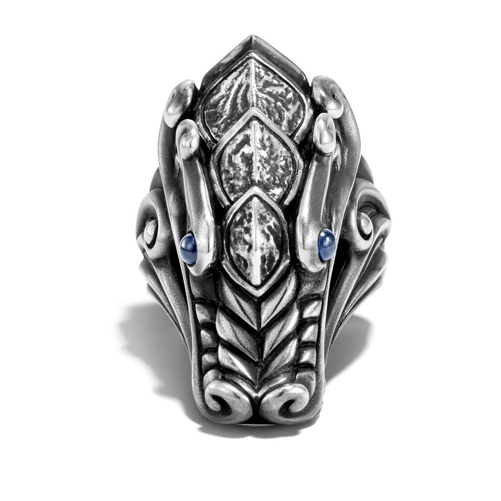 John Hardy Men's Legends Naga Dragon Ring in Reticulated Silver