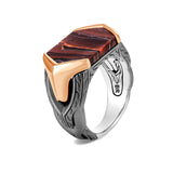 John Hardy Mens Red Tiger Iron Black Rhodium and Bronze Signet Ring