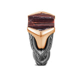 John Hardy Mens Red Tiger Iron Black Rhodium and Bronze Signet Ring Side View