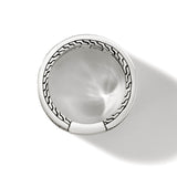 John Hardy Mens Black Striped Band Ring in Rhodium Silver with Black Sapphires - Top View
