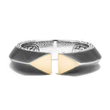 John Hardy Mens Tiga Ring Flat Paned Interrupted Band Ring Sterling Silver - Front View