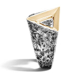 John Hardy Mens Tiga Ring 18K Gold Triangle Signet Ring in Sterling Silver - Side View