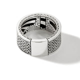 John Hardy Mens Blue Striped Inlay Classic Band Ring in Sterling Silver - Back View