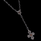 William Henry DINO CROSS Onyx Bead Rosary with Dinosaur Bone Cross