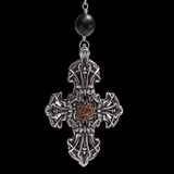 William Henry DINO CROSS Onyx Bead Rosary with Dinosaur Bone Cross