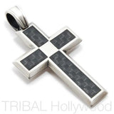 TECH CROSS in Carbon Fiber & Silver | Tribal Hollywood