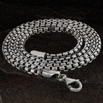 DARK VENETIAN CHAIN Medium Width Silver Box Link Chain by Keith Jack
