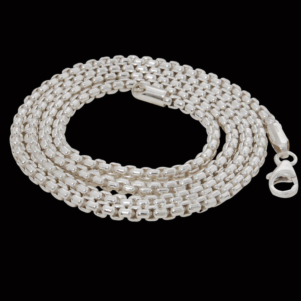 Keith Jack SHINY VENETIAN CHAIN Extra Thin Silver Box Link Mens Chain