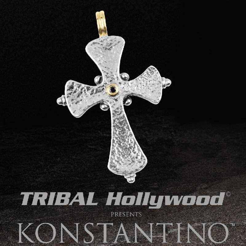 Konstantino BLACK DIAMOND HAMMERED CROSS Chain Pendant for Men
