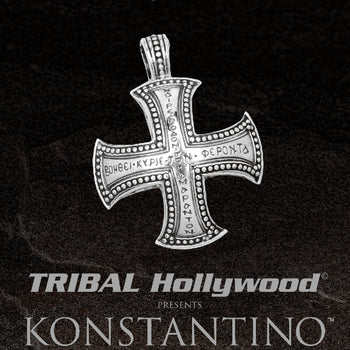 Konstantino GREEK GLYPH CROSS Chain Pendant for Men in Sterling Silver