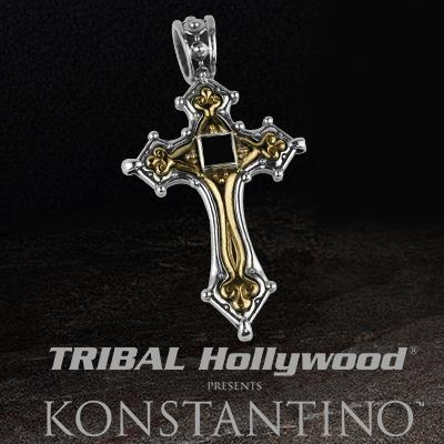 Konstantino PASSION CROSS Silver and Bronze  Pendant with Black Onyx