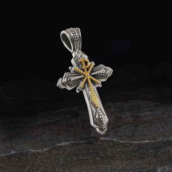 Konstantino JESUS EMBLEM CROSS for Men in 18k Gold and Sterling Silver