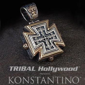 Konstantino FLEUR-DE-LIS MALTESE CROSS Mens Necklace Pendant