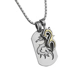 DRAGON Defender Symbol Gold and Silver Mens Pendant by Bico Australia - with Nuwa Dragon Dog Tag and SIlver Chain
