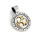 Bico WINGS OF FIRE Gold and Silver Shinto Tomoe Symbol Mens Pendant