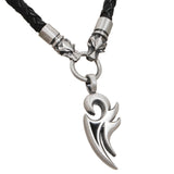 THE PHOENIX AND DRAGON Black Leather Necklace for Men