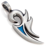 THE PHOENIX AND DRAGON Black Leather Necklace for Men - Light Blue Phoenix