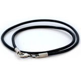 BLACK LEATHER NECKLACE Plain Medium Width