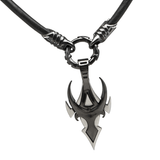 MASCHIO NECKLACE Silver and Gunmetal Black Leather Mens Necklace