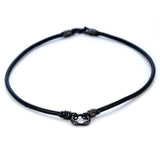 MASCHIO NECKLACE Silver and Gunmetal Black Leather Mens Necklace