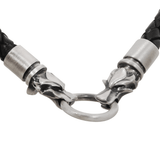 DIABLO WOLF Silver and Gunmetal Triple Yang Leather Mens Necklace